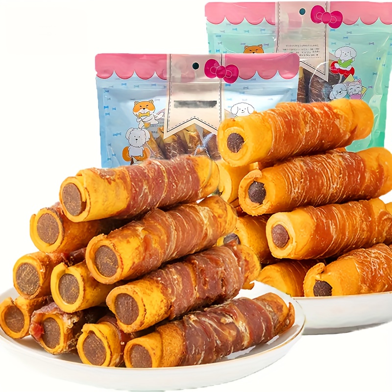 150g/5.29oz ไก่ห่อ Cowhide ช็อกโกแลต Stick,เนื้อสุนัขขนม,ทําจากเนื้อไก่และผิวเนื้อวัว,เนื้อวัวบรรจุ
