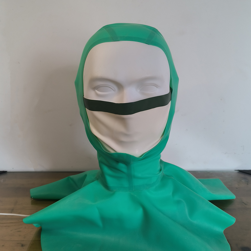 [Dapat disesuaikan] masker tudung lateks set dua potong, buatan tangan lateks alami, hijau
