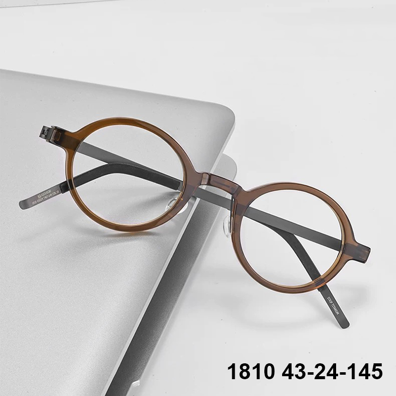 Gafas ultraligeras sin tornillos con diseño de Dinamarca para hombre y mujer, anteojos redondos de acetato de titanio 1810, montura de gafas Retro de 130mm de tamaño pequeño