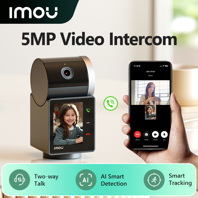 Caméra de sécurité intérieure IMOU Rex VT 5MP Wifi PTZ avec appel vidéo à une touche, détection humaine et animale par IA, audio bidirectionnel pour surveillance de bébé
