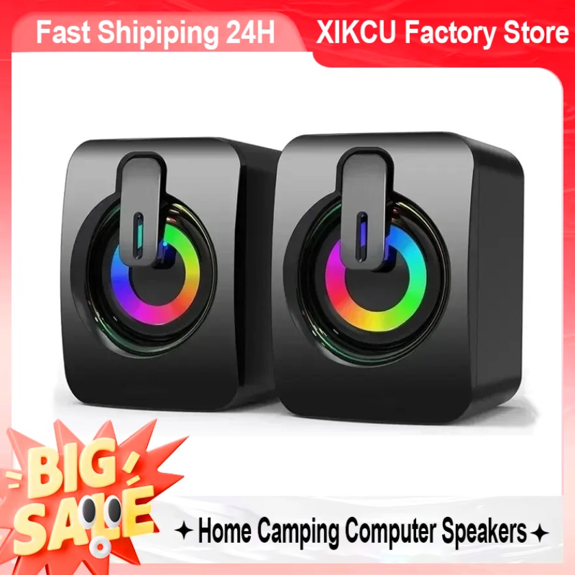 XIKCU Home Camping Computer Lautsprecher PC Sound Box HIFI Stereo Mikrofon Wired Caixa De Som mit LED-Licht Für Desktop-Computer