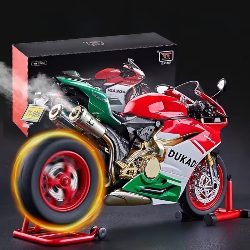 Ключевой запуск 1:9 1199 Panigale, модель гоночного мотоцикла из сплава, литая под давлением трековая модель спортивного мотоцикла, звуковой свет со спреем, детские игрушки