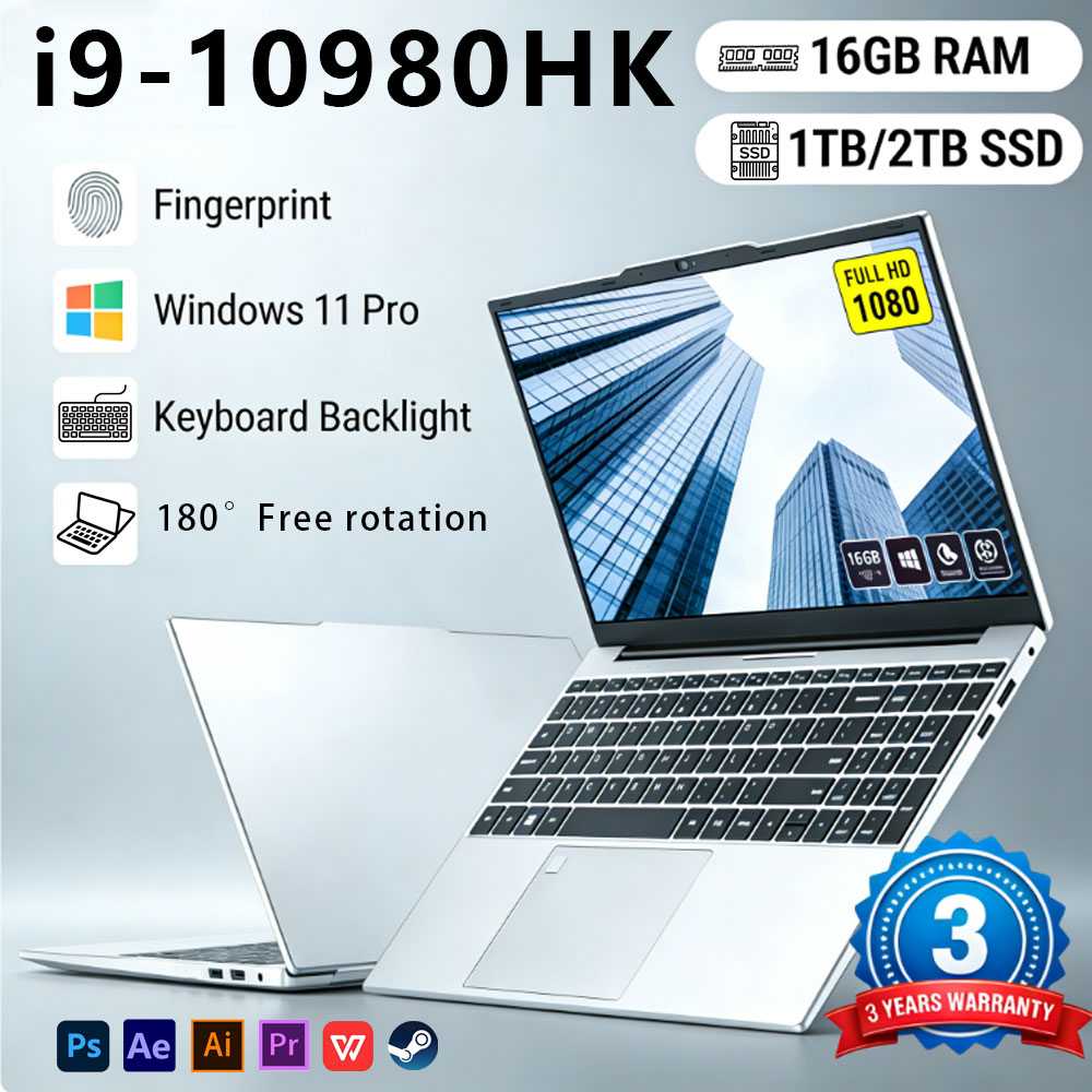 Laptop 2026 Intel Core i9-10980HK 15,6 cala Win11 Pro 16GB RAM 1TB 2TB SSD Odcisk Palca Rozblokowanie Biuro Biznes Gaming Notebook