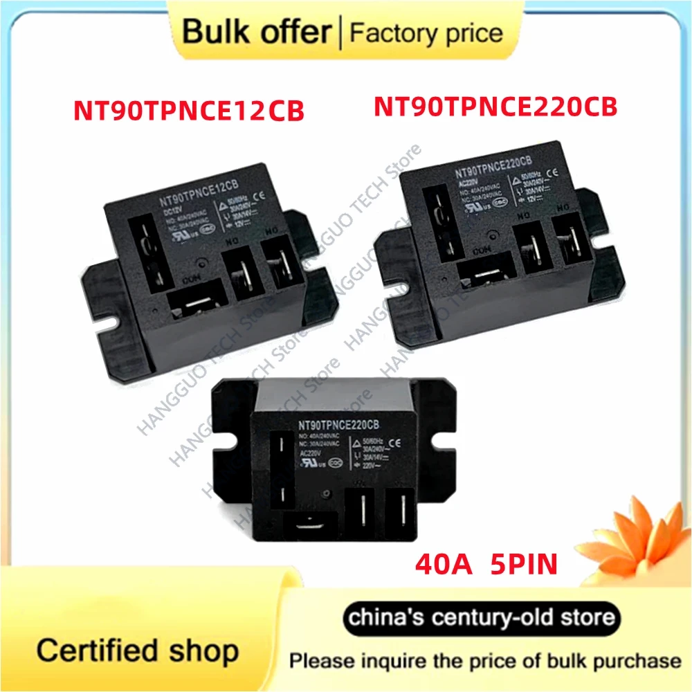 2-5 unids/lote nuevo original AC220V NT90TPNCE220CB relé NT90TPHCE12CB DC12V compresor de aire acondicionado relé 40A