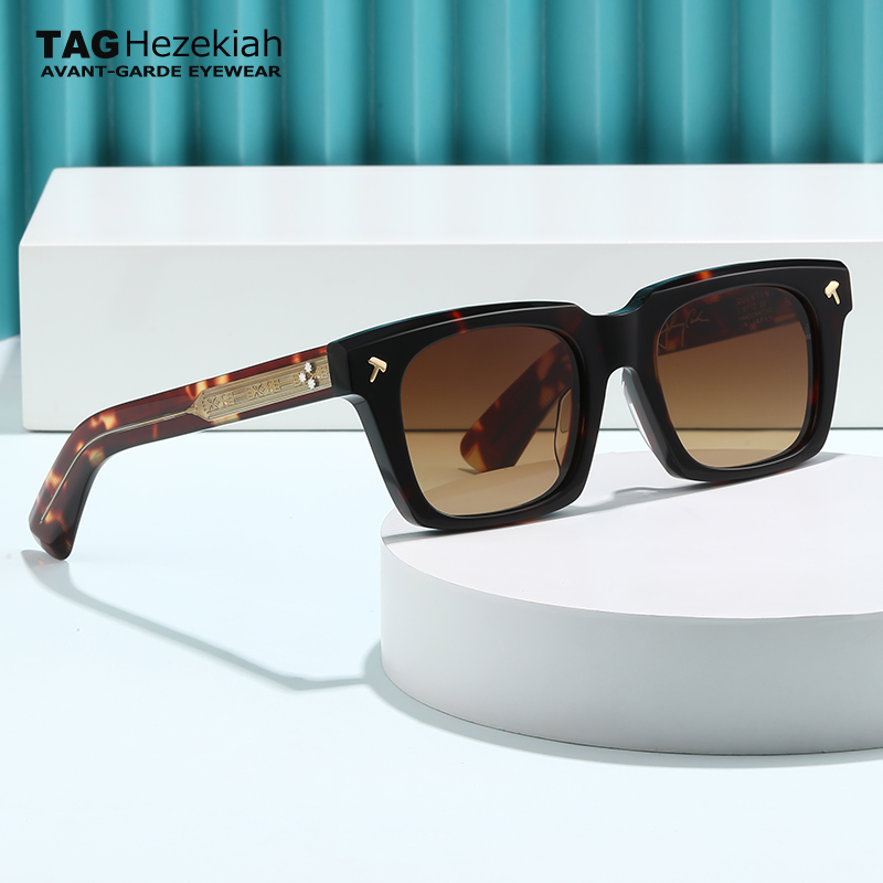 TAG Hezekiah Marca de Luxo Quadrado moda óculos de sol SQUENTIN Homens designer artesanal óculos de sol Retro Acetato Óculos de Sol Mulheres