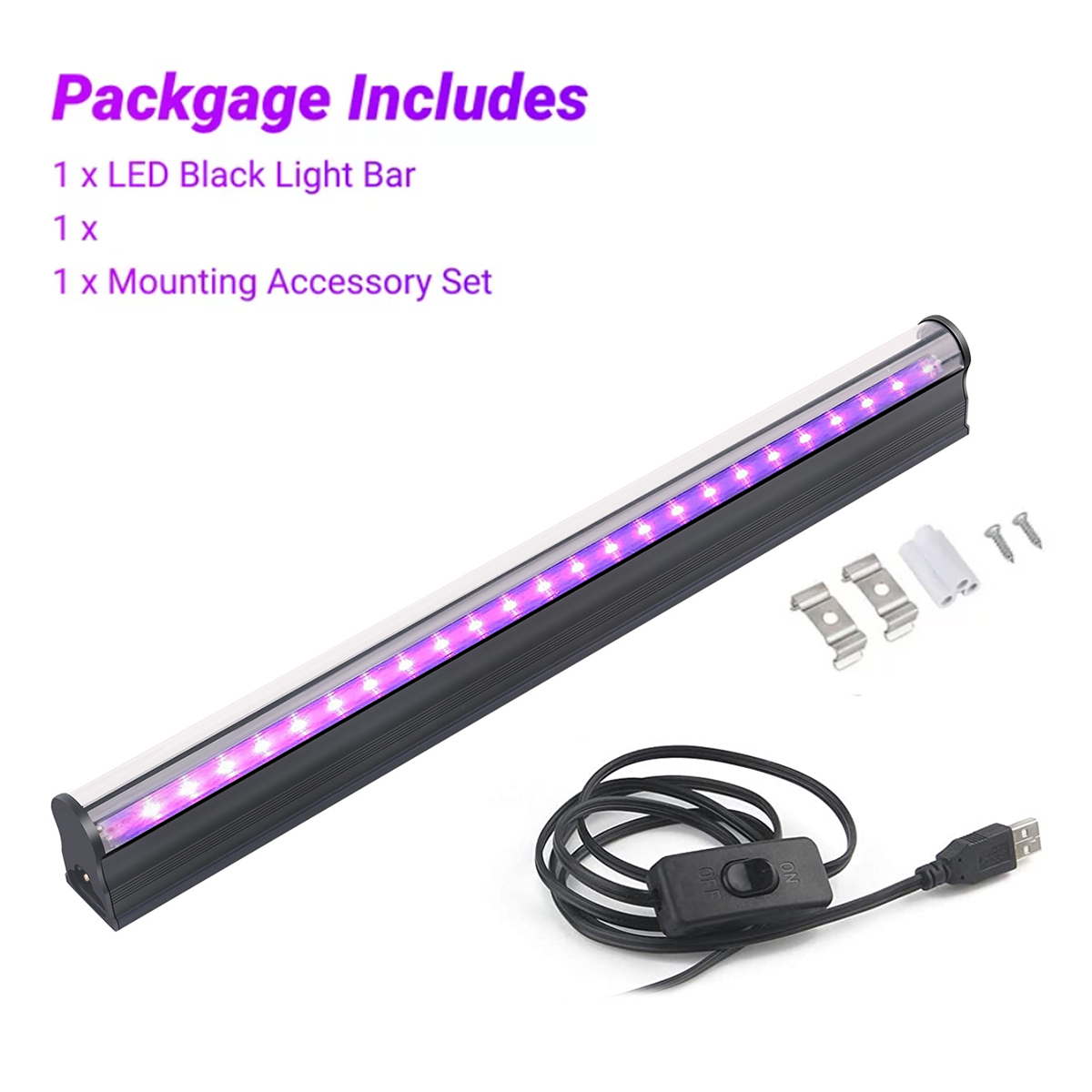 Lumière noire LED 6W 395nm T5, barre de lumière noire UV pour tapisserie fluorescente, affiche, peinture corporelle, lueur, décor d'halloween, fête de noël