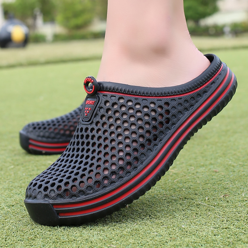 Sommer Paar Atmungsaktive Halbe Hausschuhe Männer Outdoor Baotou Loch Sandalen Strand Flip-flops männer Casual Flip-flops Plattform sandalen