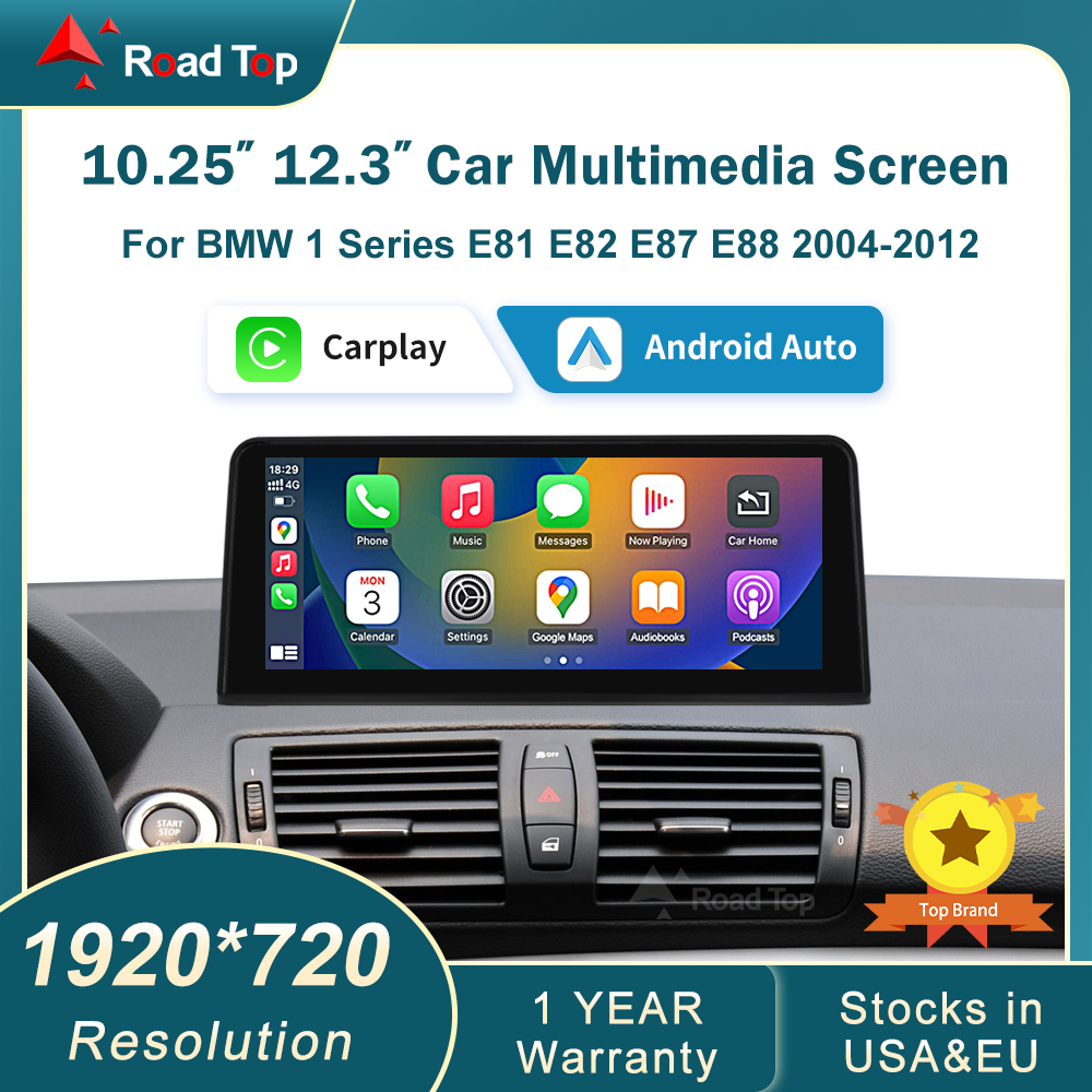 RoadTop 10,25 ''12,3'' беспроводной CarPlay Android Auto для BMW серии 1 E81 E82 E87 E88 CCC CIC системы мультимедийный экран