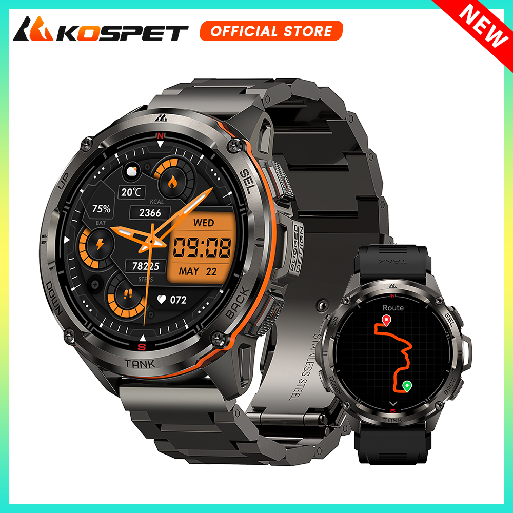 2025 Original KOSPET TANK T3 Ultra GPS Smart Watch Men Rugged Smartwatch 470mAh Fitness AMOLED Bluetooth Electronic Watches