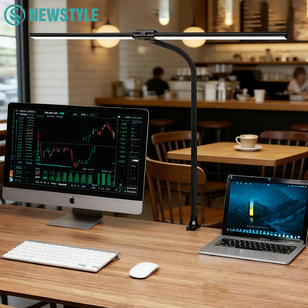 Lámpara de Escritorio LED con Clip, de Una, Dos o Tres Cabezas, Regulable, USB, Cuidado de la Vista, Lámpara de Mesa para Arquitectos, Luz para Monitor de Computadora, para Oficina y Hogar
