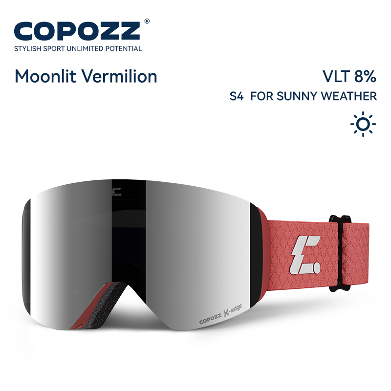 แว่นตาสกี COPOZZ X-edge Series สำหรับผู้ชายและผู้หญิง แบบสองชั้น ป้องกันฝ้า สำหรับเล่นสโนว์โมบิล แว่นตาสำหรับเล่นสโนว์บอร์ด พร้อมเลนส์แม่เหล็ก