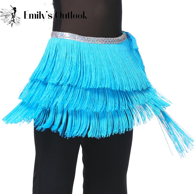 Dames Buikdans Hippe Sjaal Prestatieoutfits Kwastje Rok Festivalkleding 3-lagen Golf Fringe Belt Rave Kostuum Effen Rood