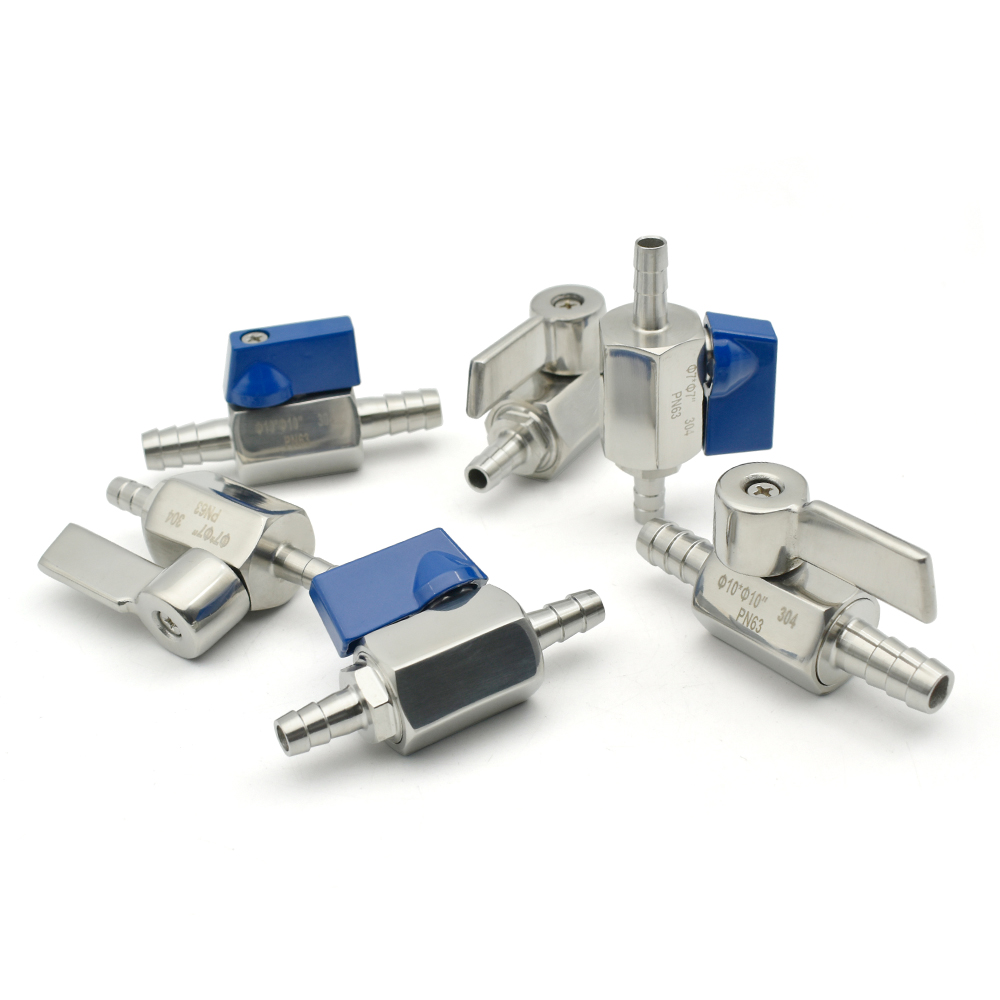 304 roestvrij staal MINI kogelkraan 7 mm -25 mm slangpilaar Zelfgemaakte 2 lucht-, water- en olieslangen, buishuidconnector Micro-klep