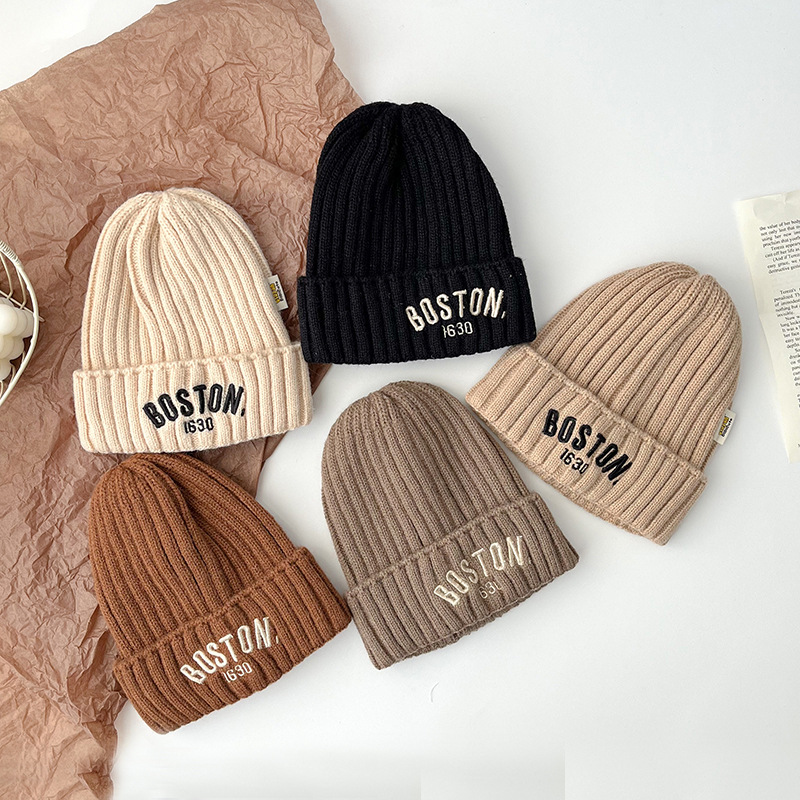 Novo poston carta chapéu do bebê inverno quente do bebê meninos meninas chapéu gorro macio proteção de orelha infantil da criança malha crianças boné gorros