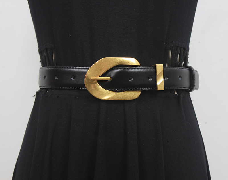 Faja de cuero genuino a la moda de pasarela para mujer, corsés para vestido, cinturones, decoración, cinturón estrecho R2113