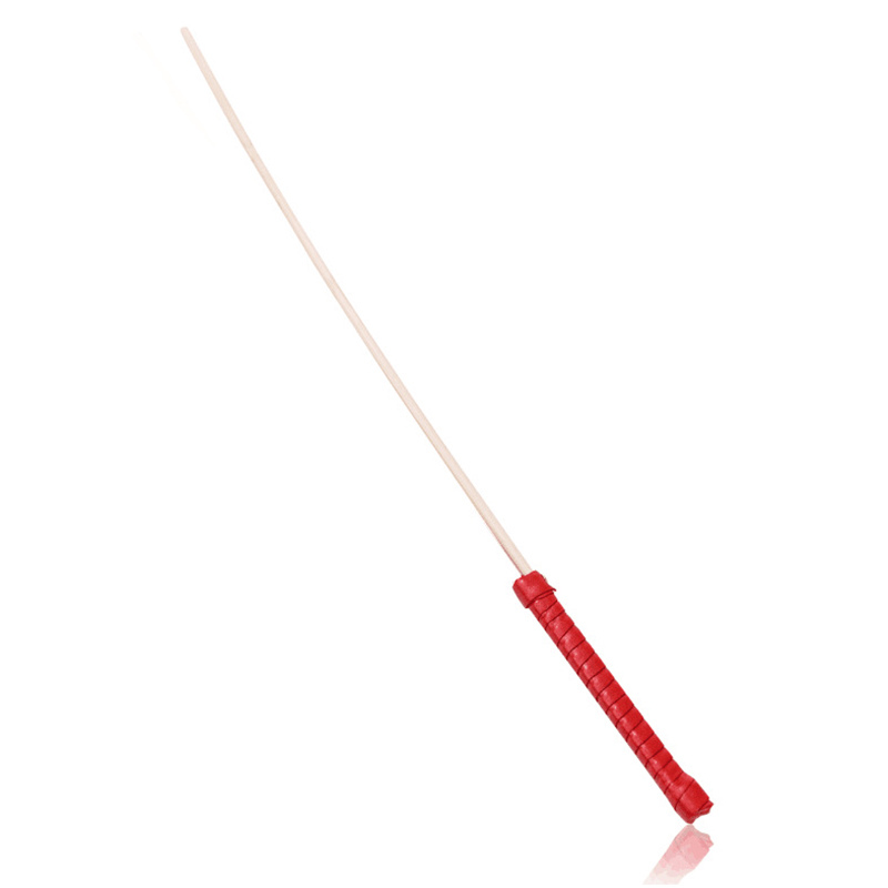Látigo recto largo de ratán Natural de 60CM, Flogger corto para montar, cubierta de mango de cuero PU negro y rojo, bofetada de paleta para entrenamiento de caballos