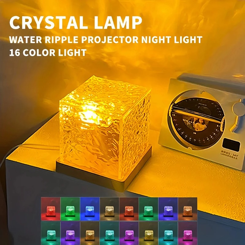 RGB 16-kleuren plug-in waterrippel omgevingslicht roterende tafellamp nachtlampje voor slaapkamer woonkamer verlichting decoratie