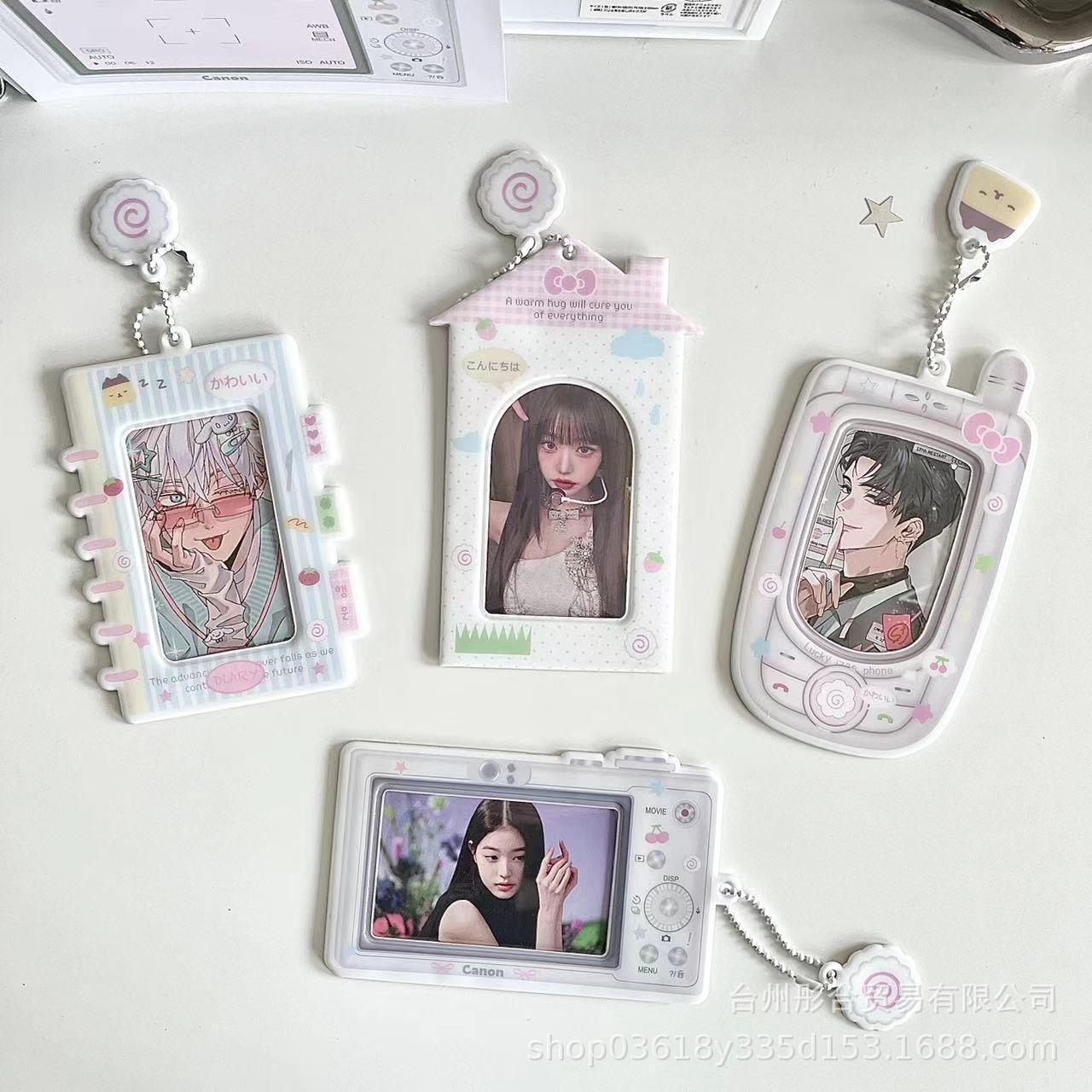 Cartoon Photocard Holder Camera Mobile Phone Shaped Idol Photocard Binder 3Inch Photo Storage Case Protection Cover Keychain
