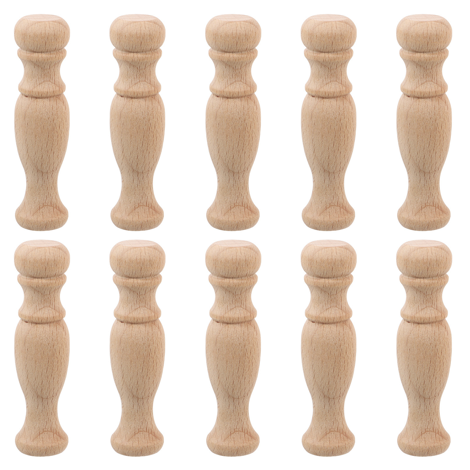 10Pcs Solid Wood Roman Pillars Small Baluster Columns Decorative Stair Railing Spindles Furniture Craft Wood Posts for Home
