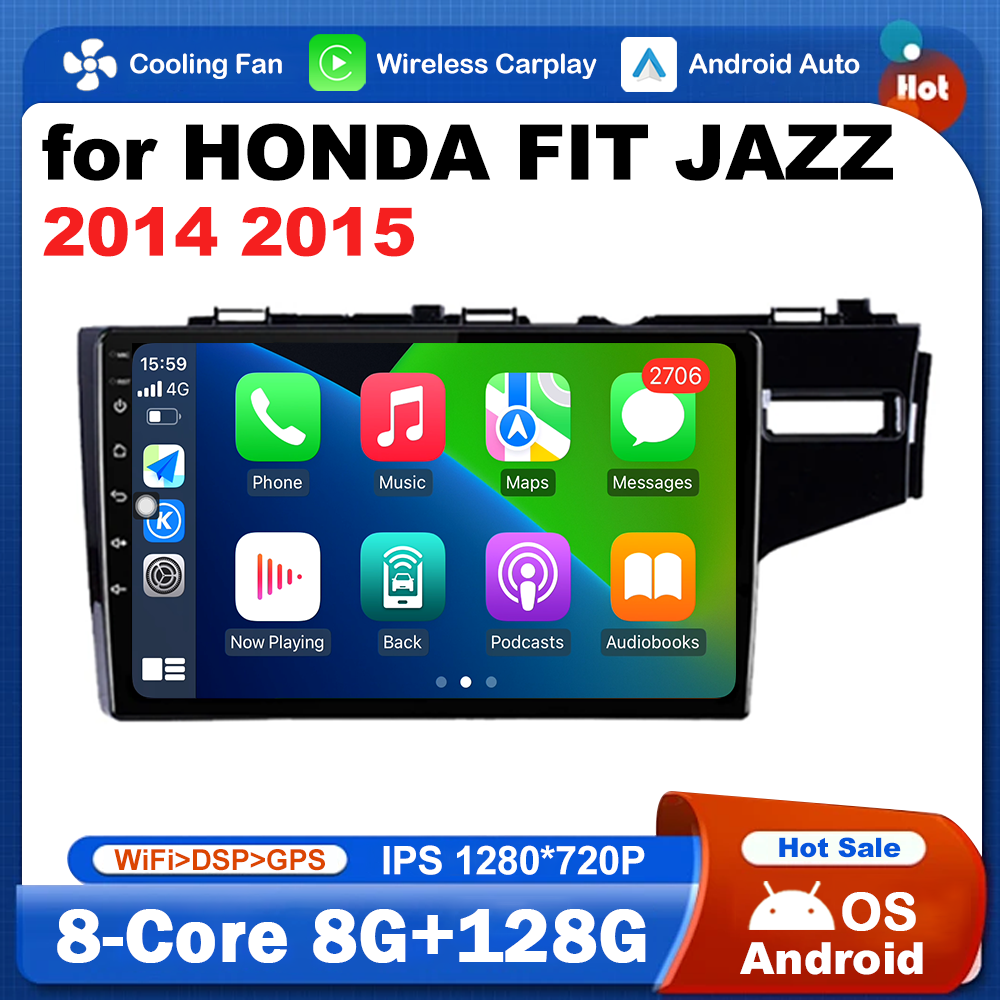 10.1 นิ้วนําทาง GPS WiFi สําหรับ HONDA FIT JAZZ 2014 2015 รถวิทยุเครื่องเล่นมัลติมีเดียระบบ Android CarPlay 4G BT DSP สเตอริโอ