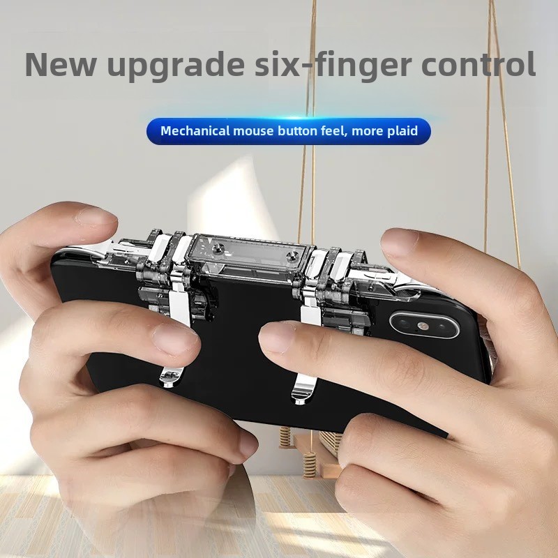 6 dedos do telefone celular gamepad joystick controlador z06 para pubg objetivo tiro abs botão chave gatilho de jogo para ios android universal