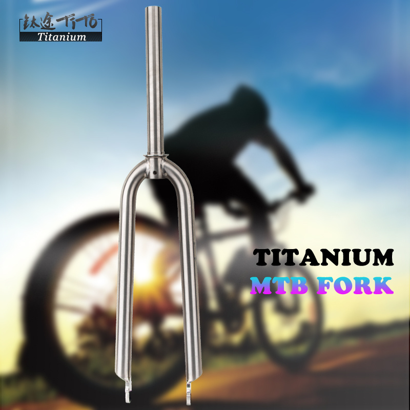 Widelec rowerowy TiTo Titanium Gr.9 MTB, okrągłe ramię, 3AL/2.5V, mocowanie PM / IS, z hamulcem V-brake, widelec tytanowy.