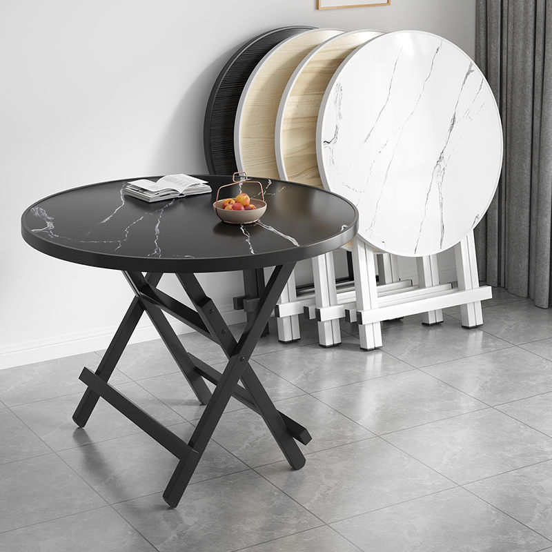 Moderner faltbarer Esstisch, stilvolle Platte mit Marmormuster, robustes X-Leg-Design, platzsparend und leicht zu verstauen, ideal für Zuhause