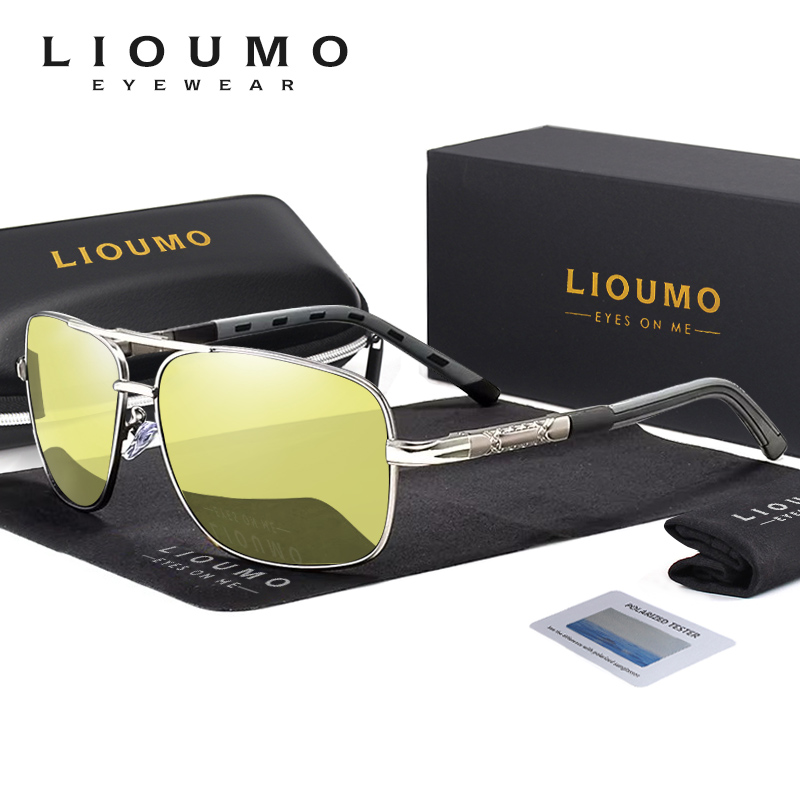 LIOUMO Platz Photochrome Polarisierte Sonnenbrille Männer Tag Nacht Fahren Gläser Frauen Chameleon Brillen UV400 gafas de sol hombre