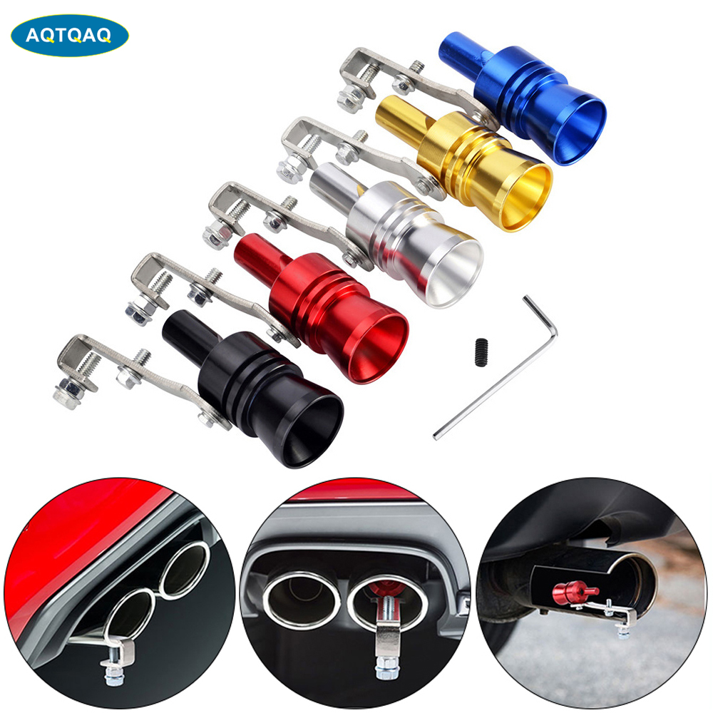 Silenciador de escape Universal de aluminio con sonido Turbo, silbato de tubo, válvula de soplado para coche, simulador de punta