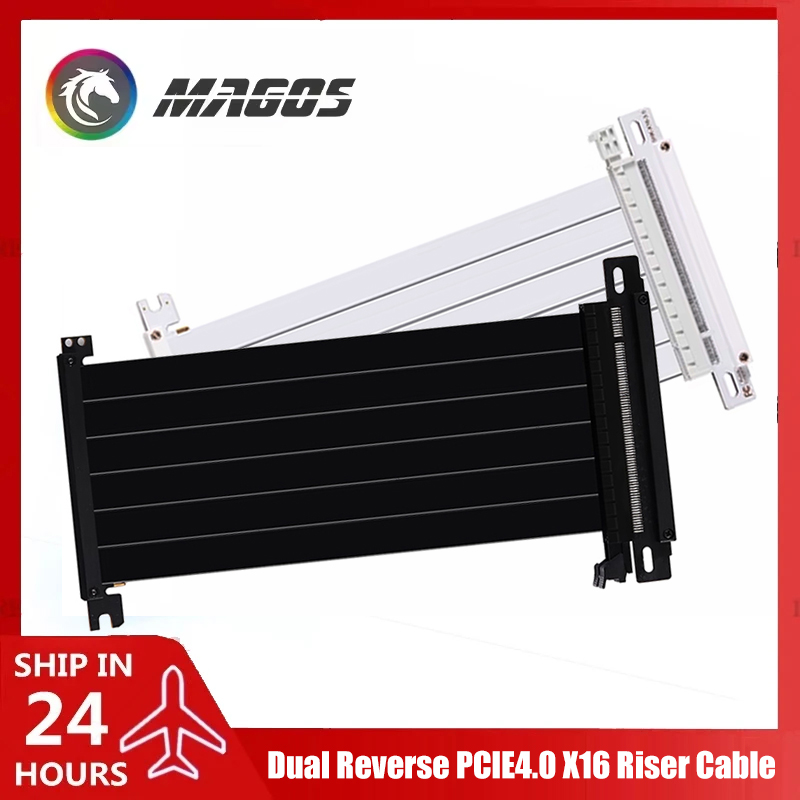 Cable elevador PCIE inverso Dual 3,0 4,0 X16 18,5 cm 20cm para Mini funda ITX extensión de tarjeta de vídeo blindado Flexible sin pérdidas
