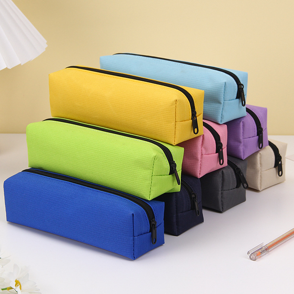 Estuche de lápices de Color sólido, bolsas de lápices simples para estudiantes, nueva papelería, suministros escolares, regalo para niños, bolsa de cosméticos grande con cremallera