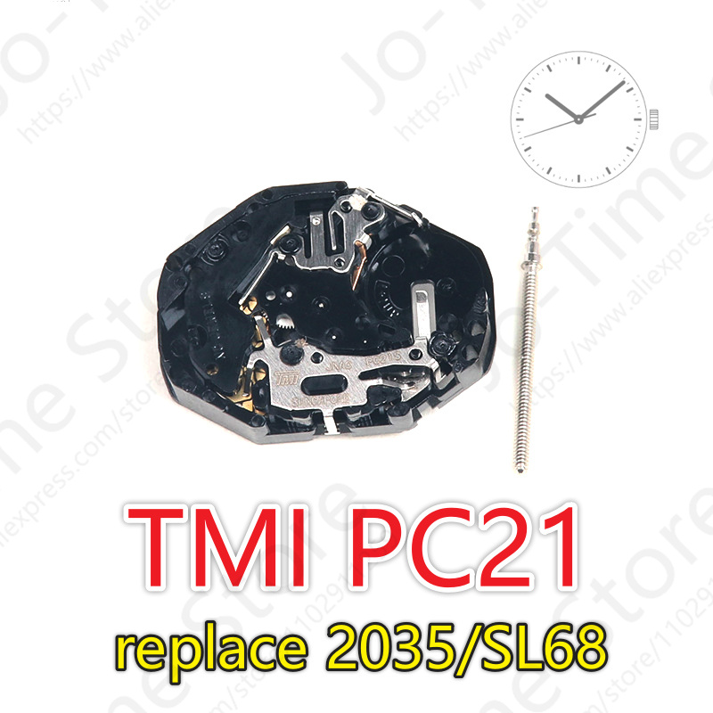 Movimiento japonés Tmi Pc21 para Miyota Pc21s, movimiento de cuarzo, accesorios de reloj, movimiento electrónico, movimiento de 3 manecillas, reemplazo 2035