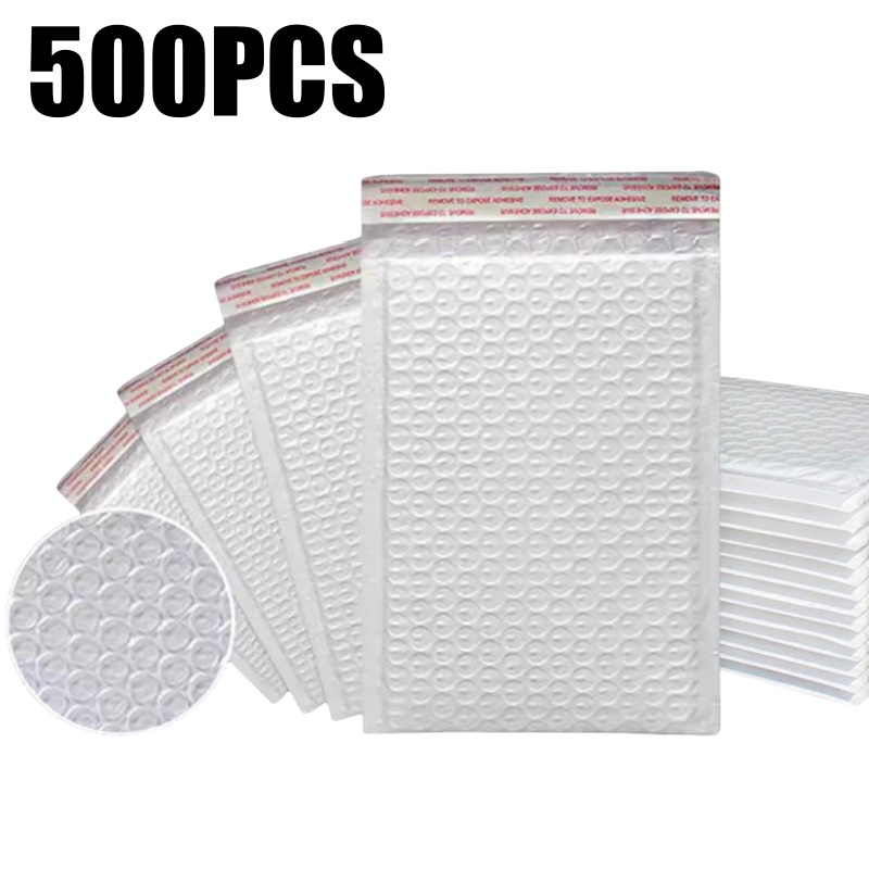 500 pçs sacos de envelope de espuma branca auto selo mailers acolchoados envio envelopes com bolha saco de envio pacotes saco