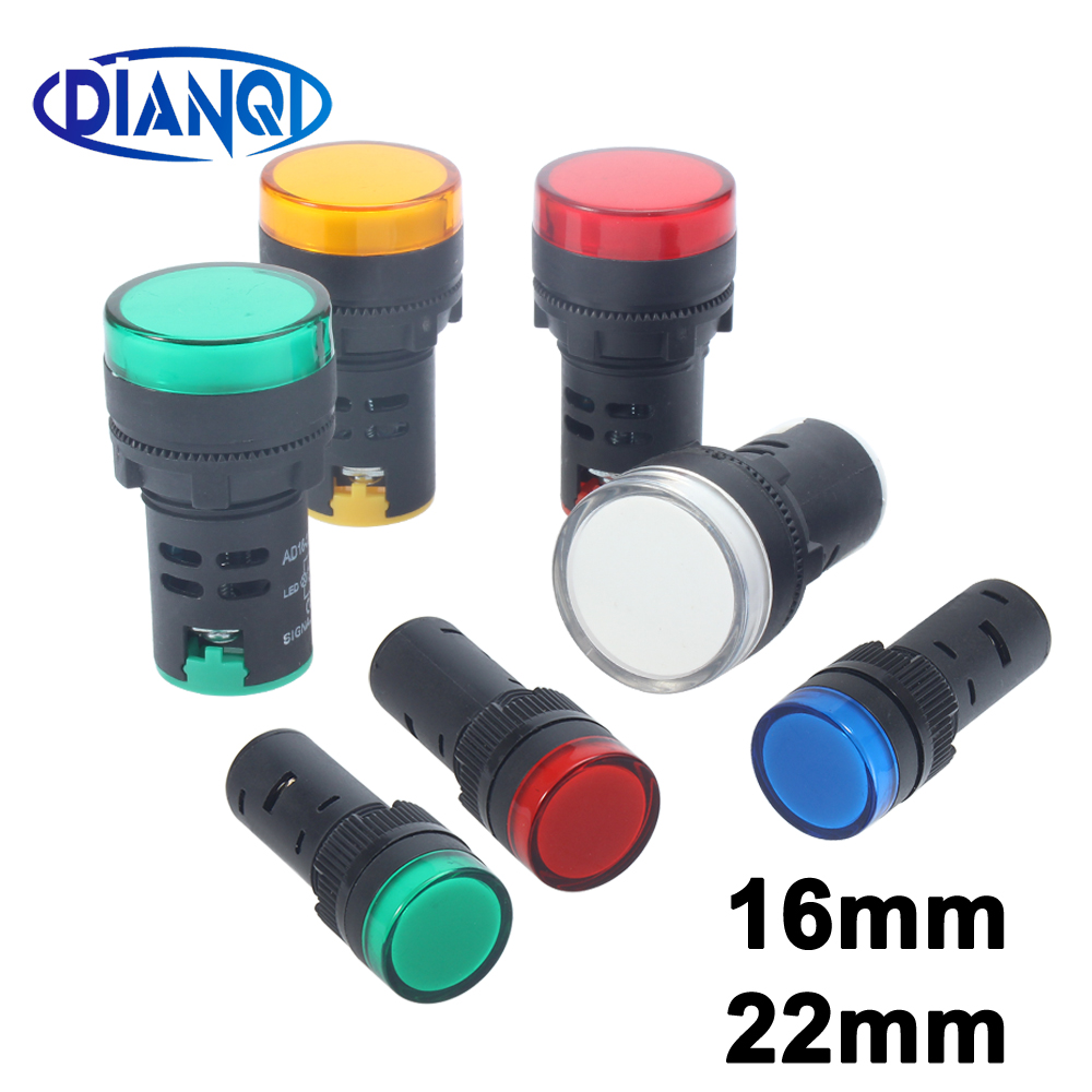 LED métal indicateur lumineux plat 12mm étanche Signal lampe lumière 3 V 6 V 12 V 24 V 220 V vis connecter rouge jaune bleu 12ZSD. PY. L
