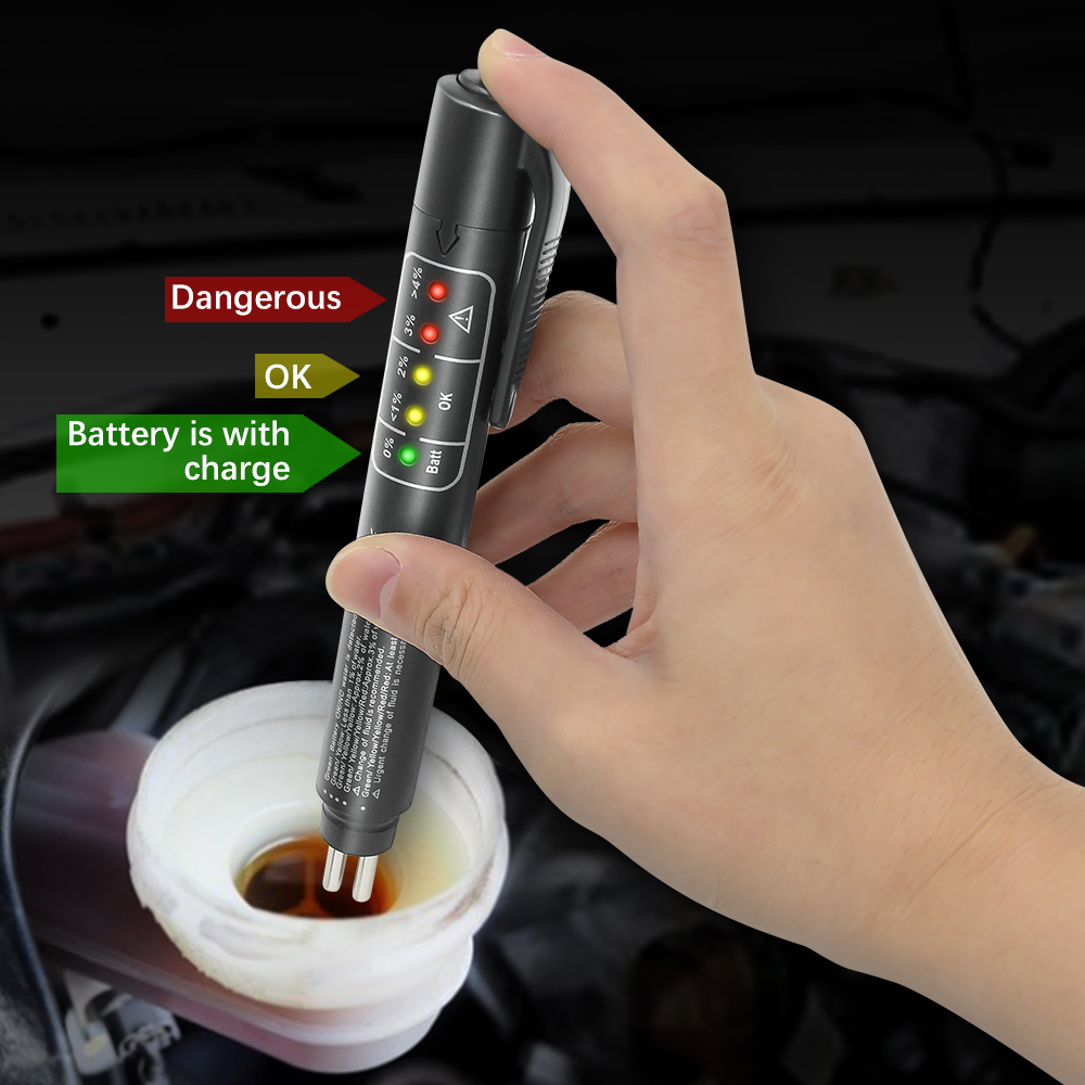 5 LEDオートブレーキフルイドテスターペン DOT3 DOT4 DOT5 車用オイル品質チェックツール 液体LED付き 自動車用