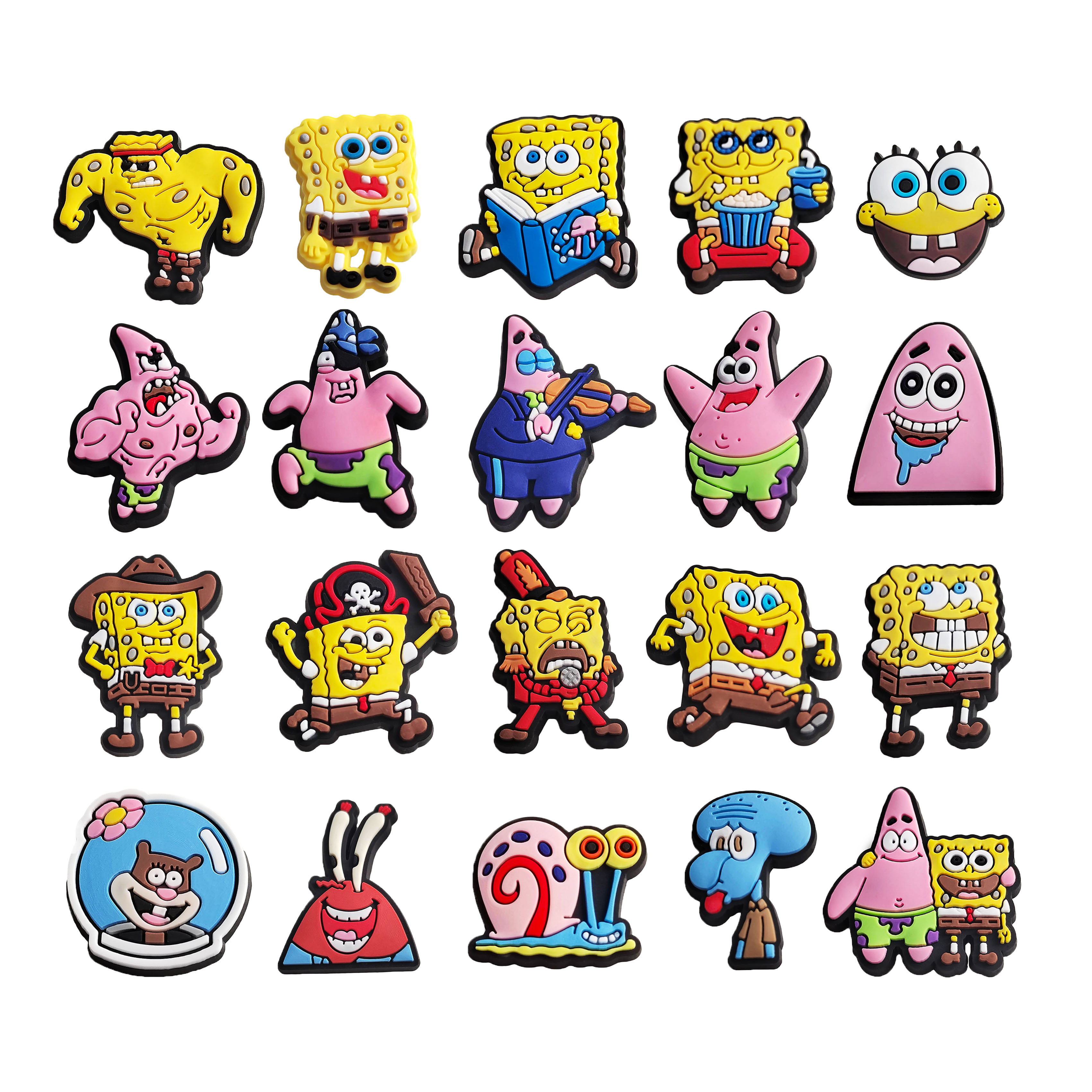 SpongeBob Cartoon Shoe Charms 1-20pcs Set SpongeBob SquarePants DIY PVC Decorations for Clog Sandals Kids Gift Shoe Accessories