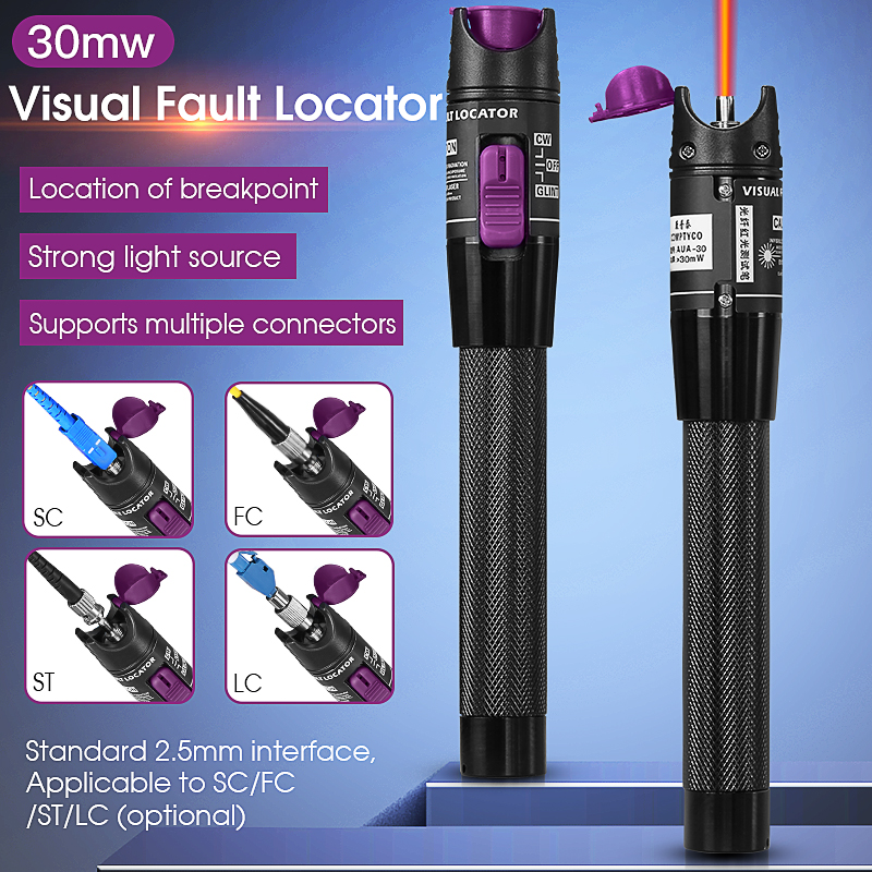COMPTYCO FTTH Visual Fault Locator เครื่องทดสอบสายเคเบิลไฟเบอร์ออปติก Fiber Fault Detector เครื่องมือทดสอบ VLF 30MW-80MW (อุปกรณ์เสริม)