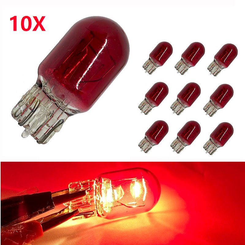 10 peças t20 w21w 582 7440 t20 w21/5w 580 7443 vidro vermelho 12v 21w 21/5w super branco âmbar azul lâmpada de sinal de carro lâmpada automática