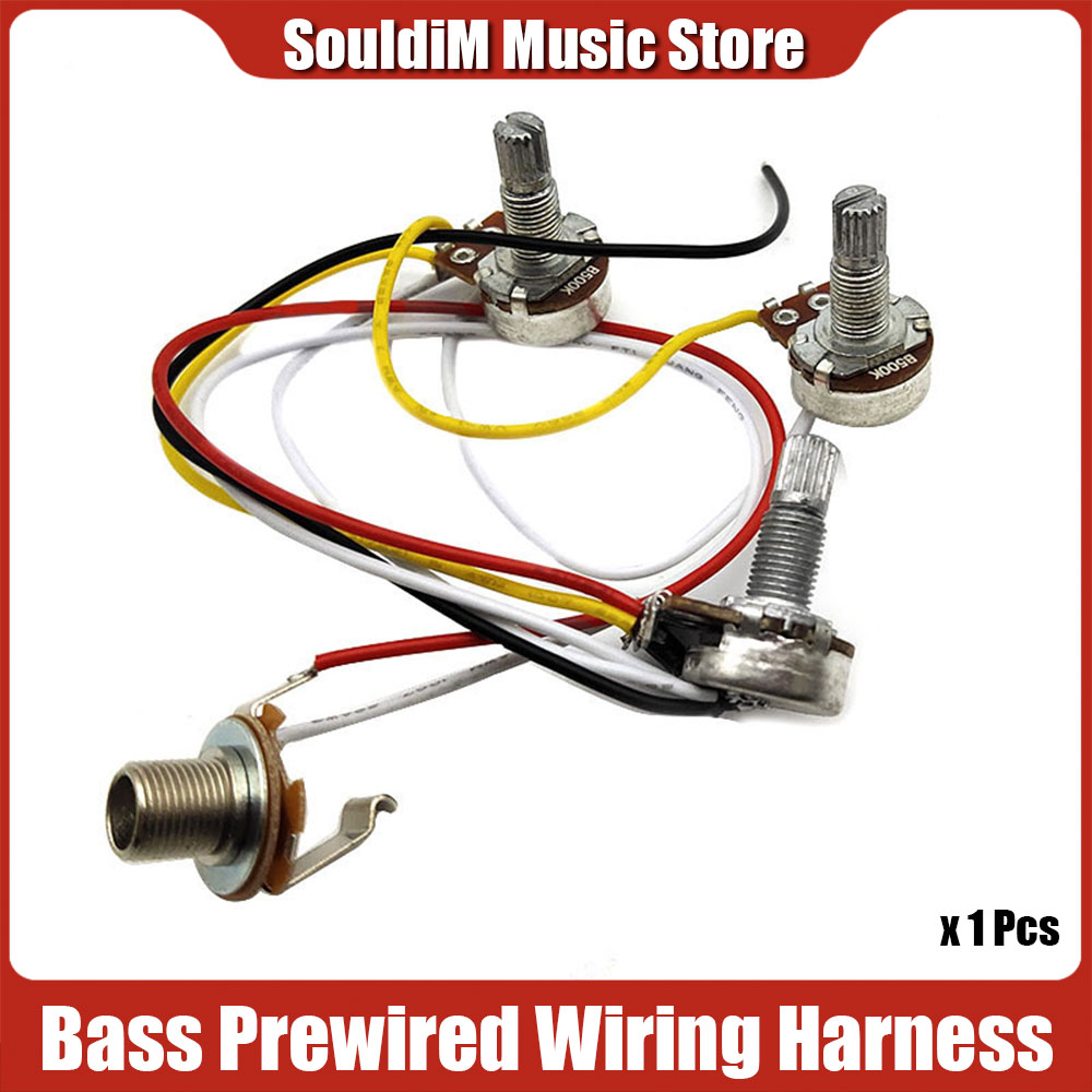 Chicote de fiação pré-fio baixo Alpha 500K 18mm Potes 2V1T 1 soquete para peças de guitarra elétrica JB Jazz Bass