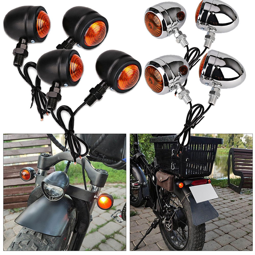 4 pezzi indicatori di direzione per moto retrò accessori moto indicatori di direzione a filo singolo universali 12V luci per Cafe Racer Harley