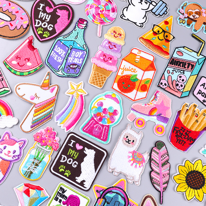 Parche bonito de dibujos animados DIY bordado hierro en parches para ropa parches termoadhesivos en ropa pegatina de planchado de gato sandía