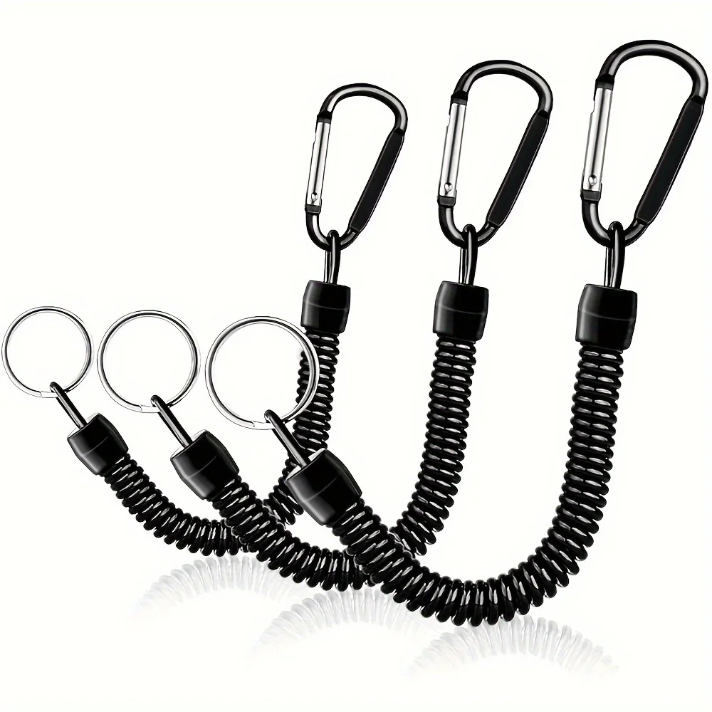 Feder-Schlüsselanhänger, Einziehbares Sicherheitsband, 21,5 cm bis 120 cm Ausziehbar, mit Karabiner und Ring, Eingebauter Stahldraht