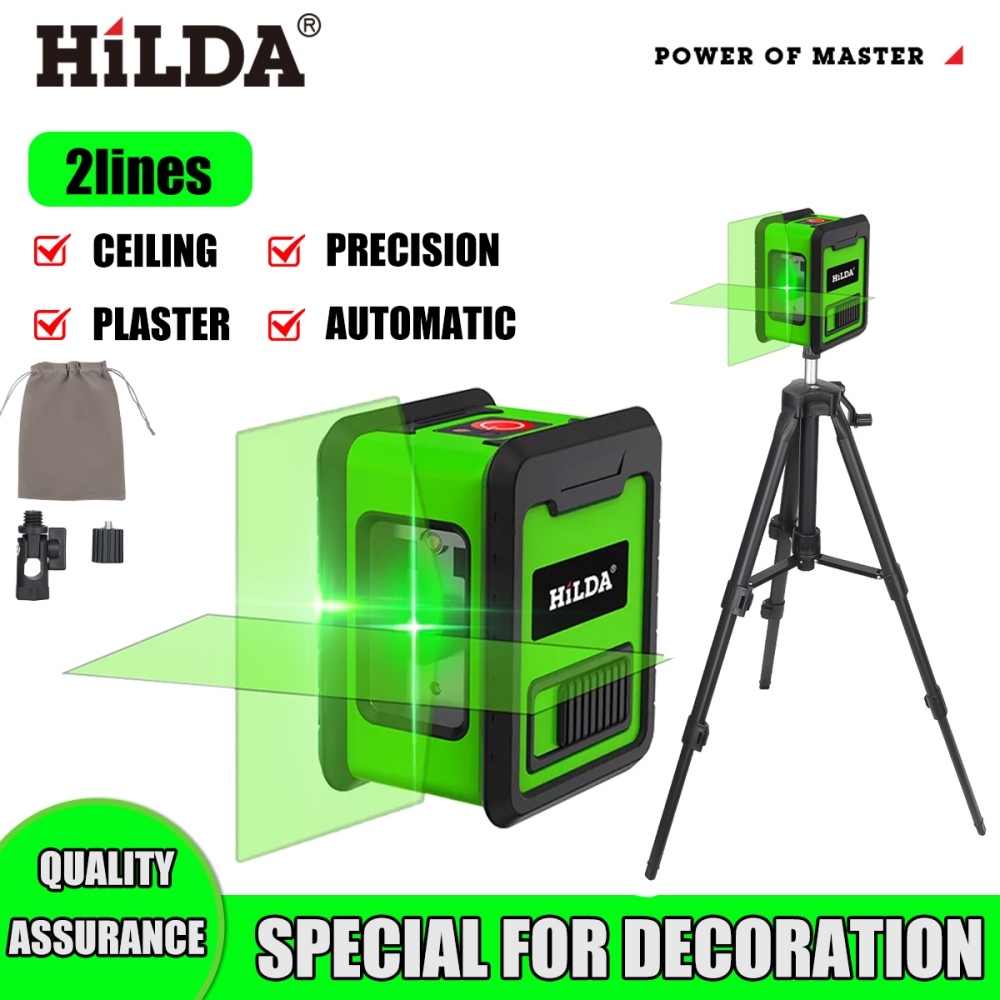 HILDA Laser Level Meter 2-Lines Cross Green Level Laser Horizontal & Vertical Nivel Laser Self-Leveling лазерный уровень