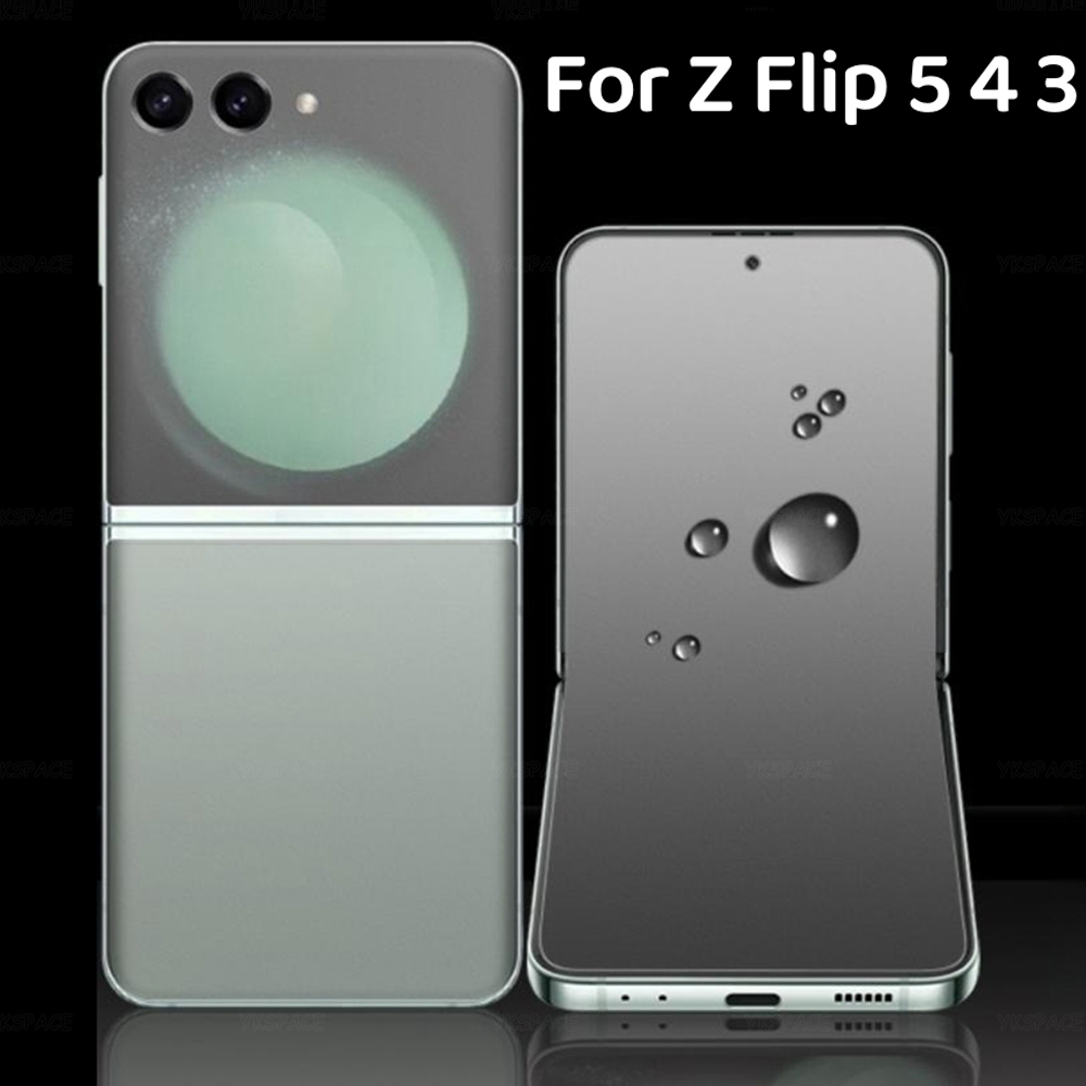 3 ใน 1 ด้านหน้ากลับ Matte Frosted Soft Hydrogel ฟิล์มสําหรับ Samsung Galaxy Z Flip 3 4 5 6 W23 W24 W25 Flip 5G Clear Screen Protector