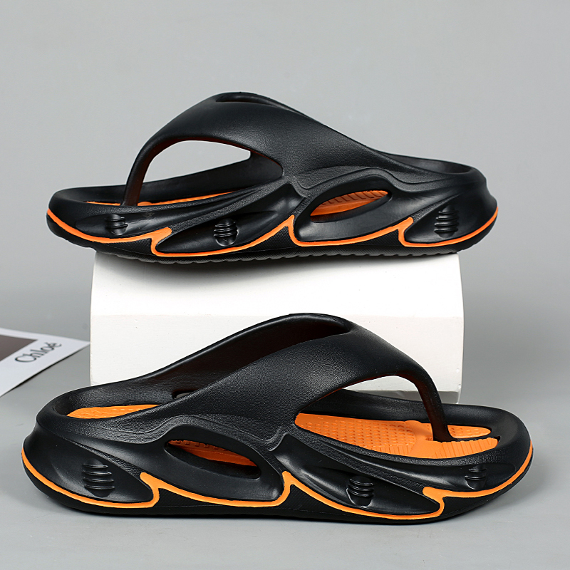 Sandal jepit luar ruangan untuk pria, sandal pantai sol tebal empuk, sandal rumah kamar mandi antiselip, sandal jepit dalam ruangan luar ruangan untuk pria dan wanita