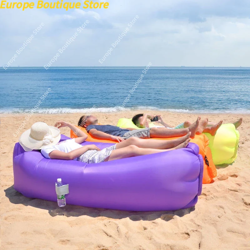 Luie opblaasbare bank Outdoor draagbare strandluchtbank Opvouwbare camping opblaasbare slaapbank Slaapzak Eén persoon