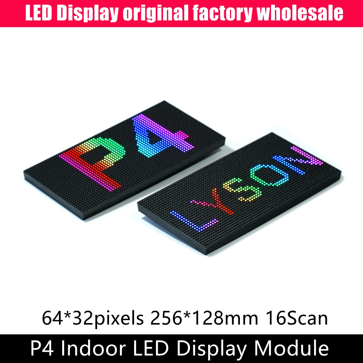 Matrice LED RVB d'intérieur, affichage vidéo SMD, panneau complet de documents, technologie de panneau, 64x32 pixels, port HUB75, P4, 256mm x 128mm, 2 pièces