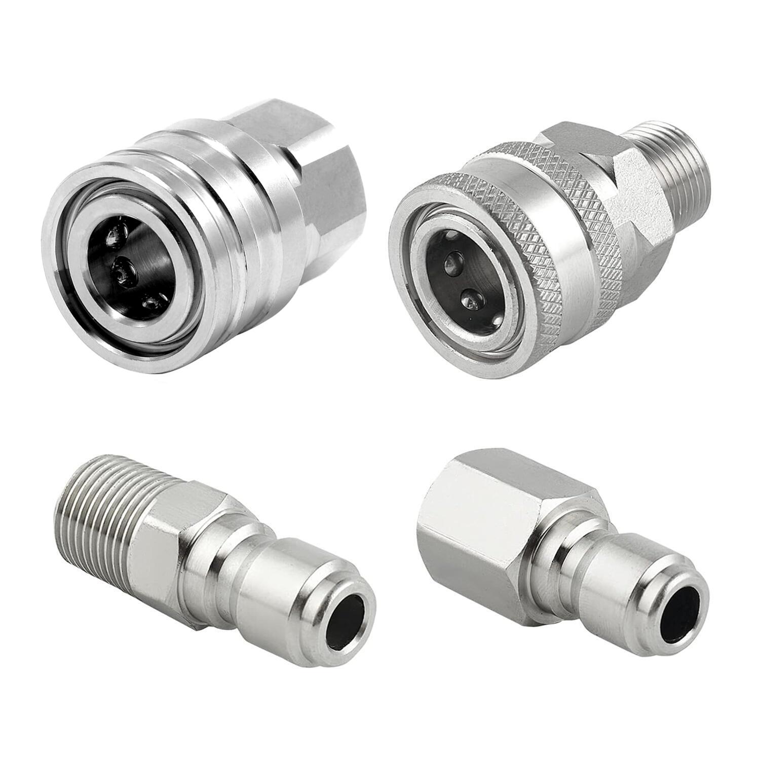 Stainless Steel 1/4" Quick Plug Connector DN8 Adaptor For High Pressure Wash Machine Accessories.