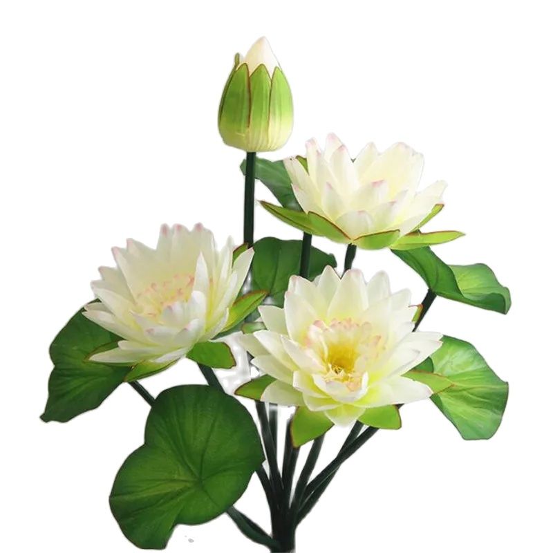 Een Fake Lotus Bloem Bos Kunstmatige Lotus Met Groene Kikker Zijde Waterlelie 10 Stengels Voor Wedding Party Home Decoratieve bloemen