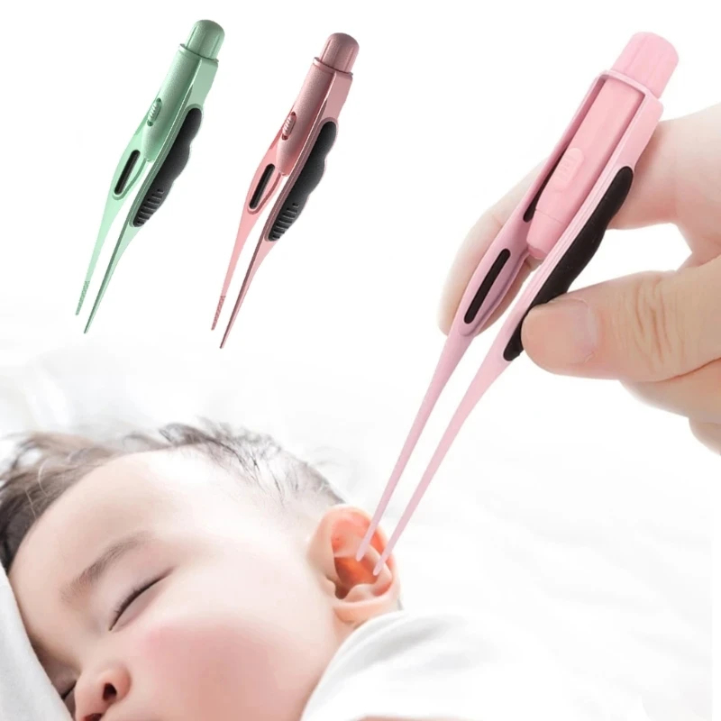 Pinça de Remoção de Cera de Ouvido com LED, Ferramenta Antiderrapante para Limpeza de Ouvido com Luz Brilhante, Cureta de Segurança para Remoção de Cera